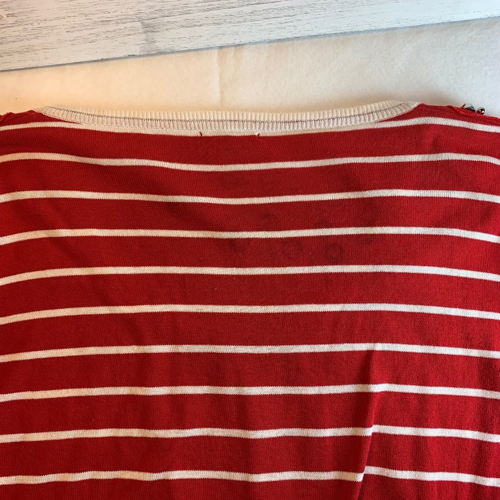 Yuka Nautical Stripe Knit Top – Anchor Buttons, Shoulder Embellishments, T3 Med - Picture 10 of 13